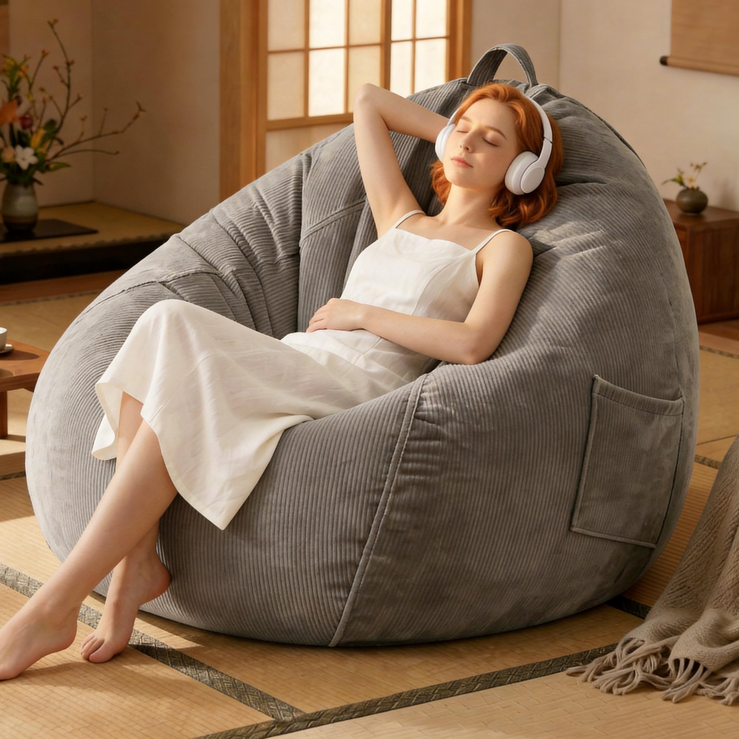 A 新品 大きい ビーズソファ グレー ビーズクッション 1人掛け フロア Amazon.co.jp: ビーズクッション 特大 100*80cm 一人掛け 怠け者ソファ
